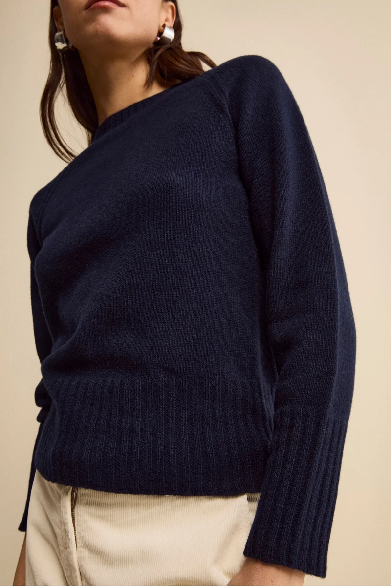 Girocollo Raglan in Lana e Cashmere - BLU