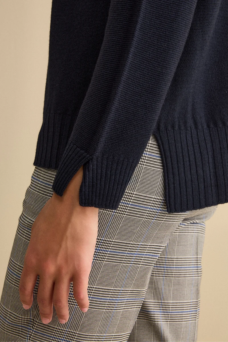 Maglia Over Scollo a V in Lana Merino - BLU