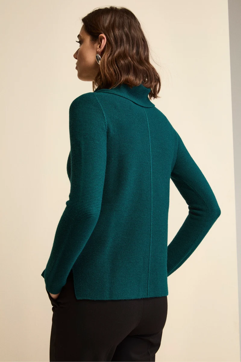 Maglia con Spacchi in Lana Merino - VERDE