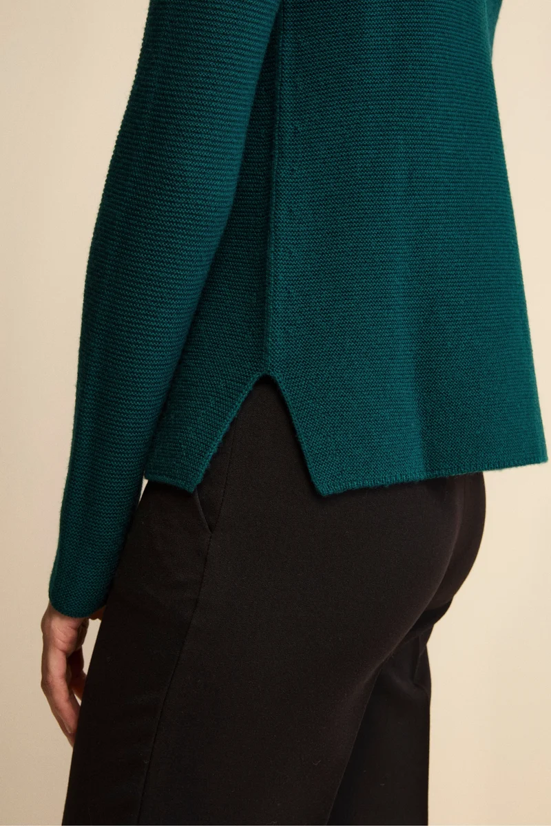 Maglia con Spacchi in Lana Merino - VERDE
