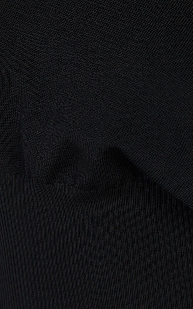 Sienna Top - Asymmetrical Neckline Long Sleeve Knit Top in Black