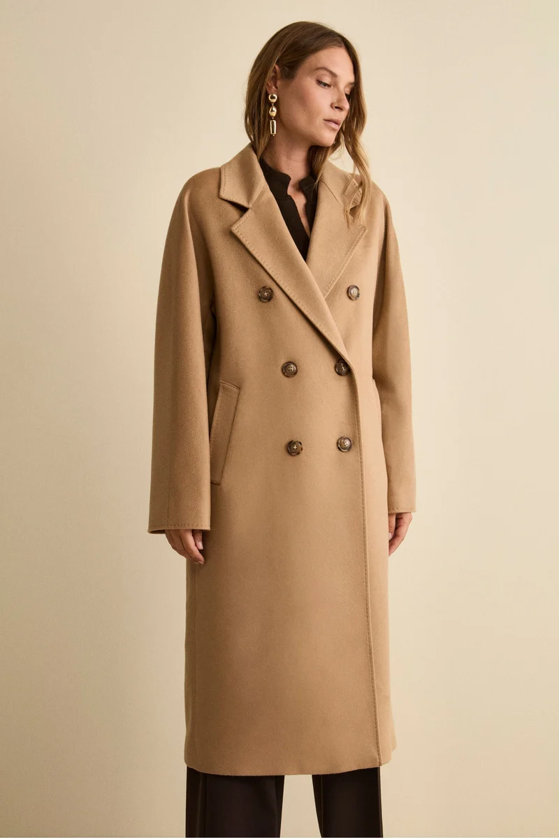 Cappotto Lungo Doppiopetto Foderato in Cashmere - CAMMELLO