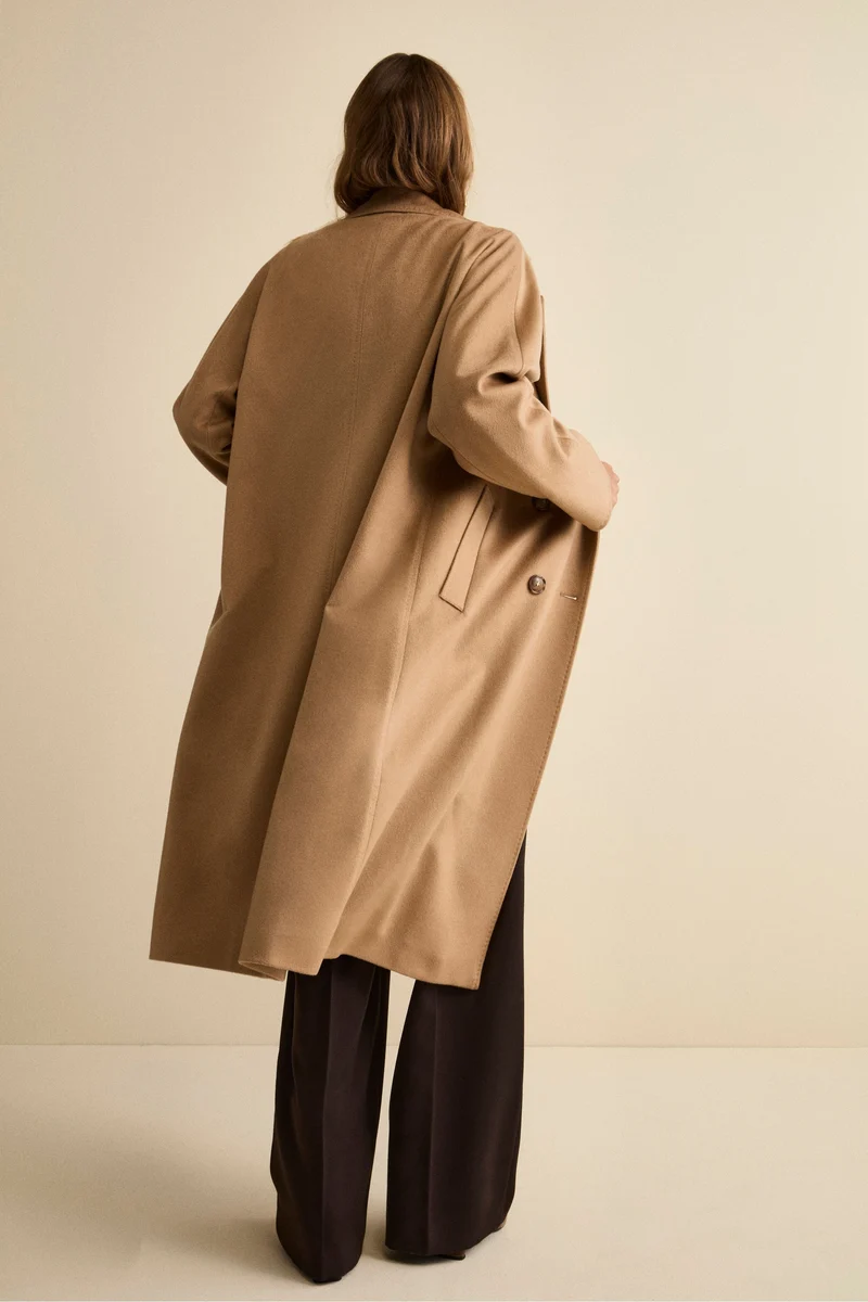 Cappotto Lungo Doppiopetto Foderato in Cashmere - CAMMELLO