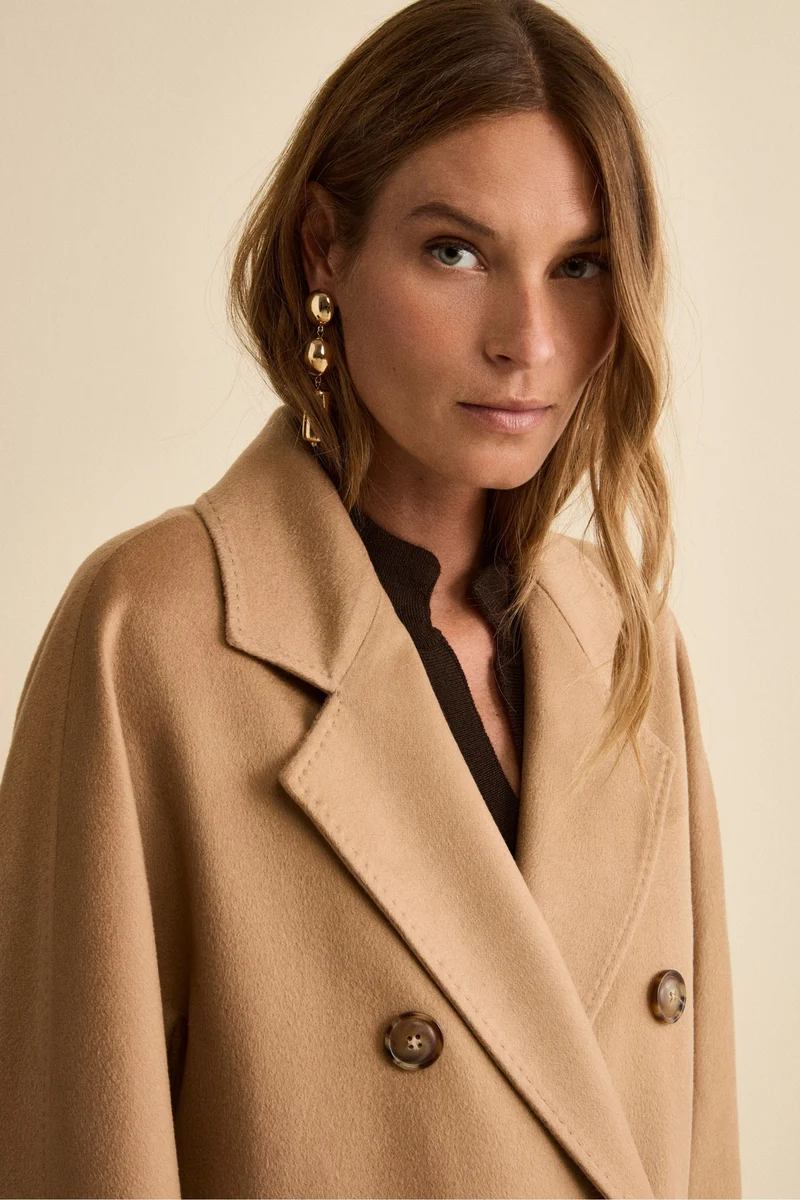 Cappotto Lungo Doppiopetto Foderato in Cashmere - CAMMELLO