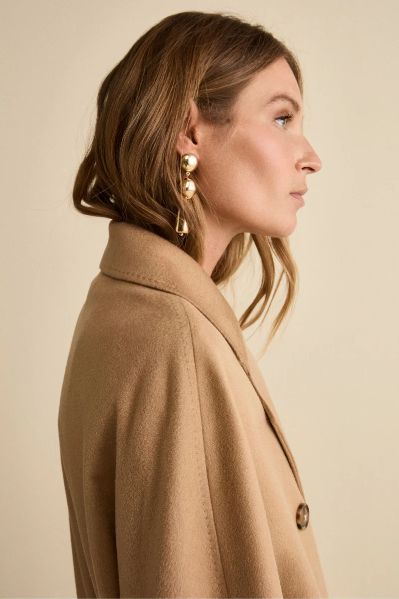 Cappotto Lungo Doppiopetto Foderato in Cashmere - CAMMELLO