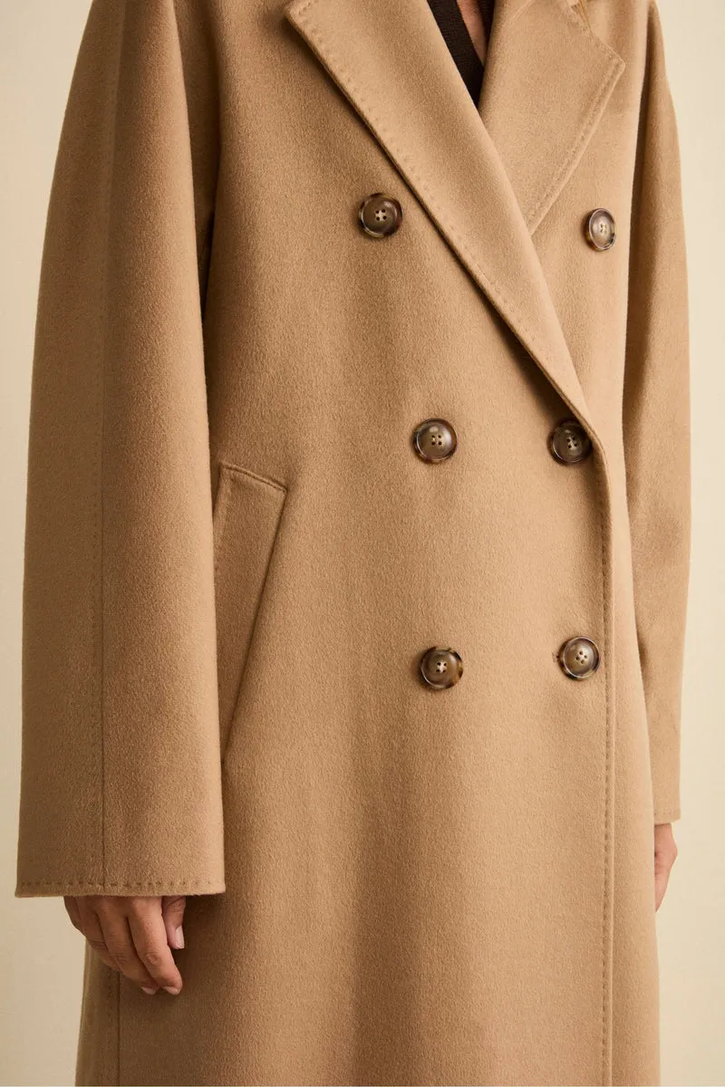 Cappotto Lungo Doppiopetto Foderato in Cashmere - CAMMELLO