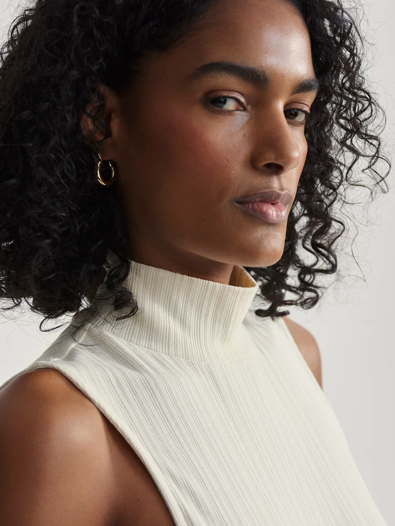 Modal Rib Mock Neck Fitted Tank