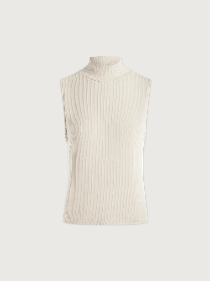 Modal Rib Mock Neck Fitted Tank