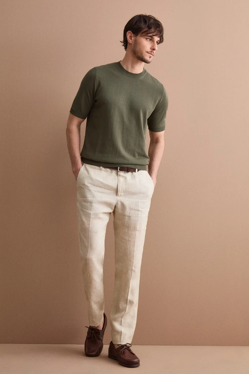 T-shirt in Maglia di Cotone Crêpe - VERDE MILITARE