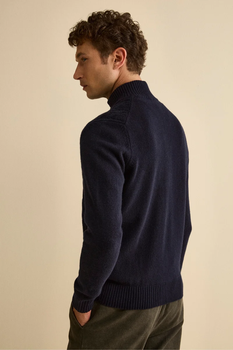 Bomber Lupetto a Trecce in Lana - BLU