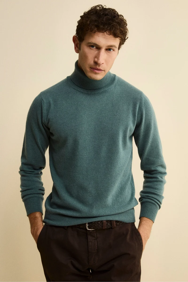 Dolcevita in lana e cashmere - VERDE