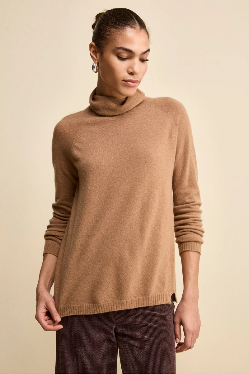 Maglia Collo Morbido lana cashmere - CAMMELLO