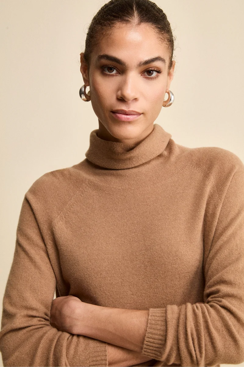 Maglia Collo Morbido lana cashmere - CAMMELLO