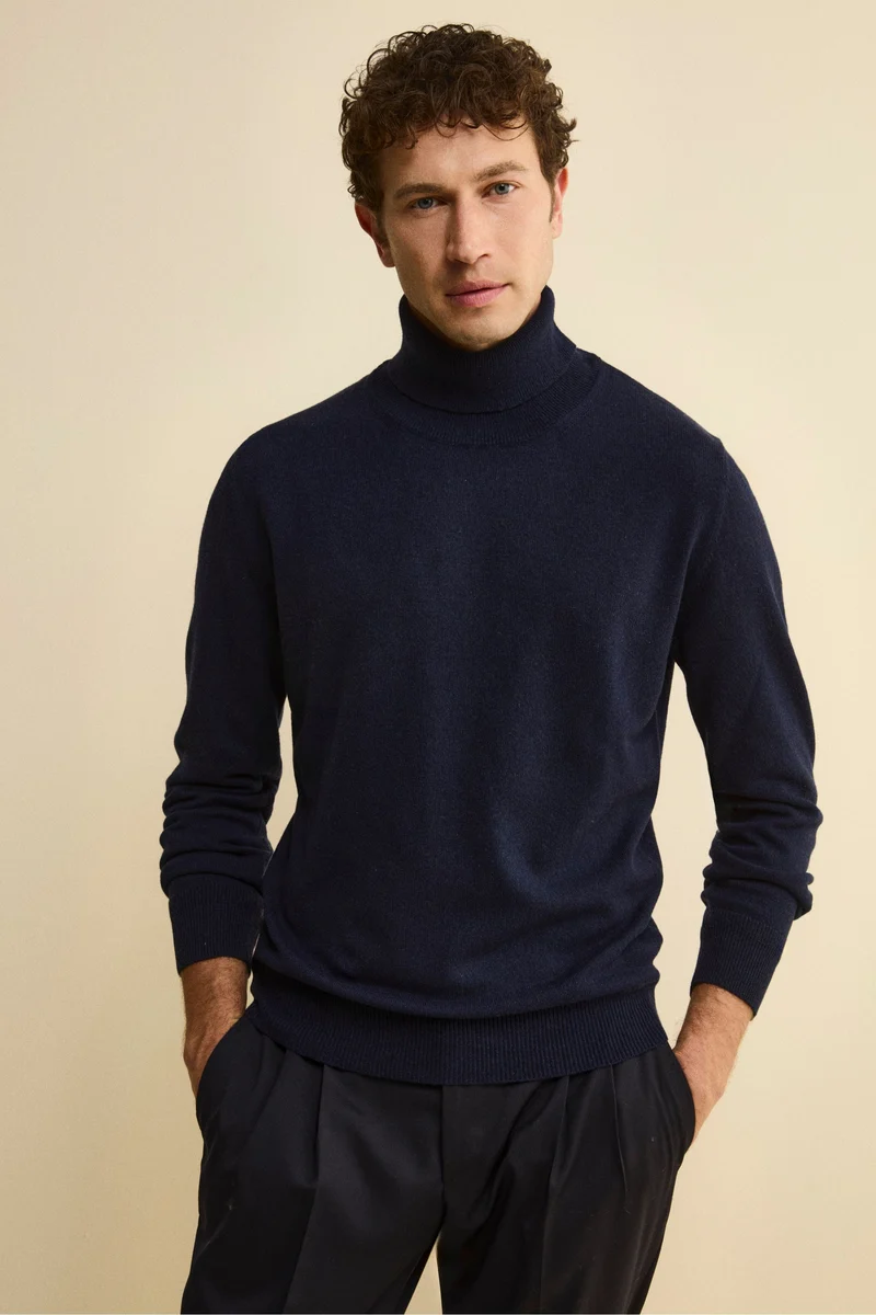 Dolcevita in cashmere e seta - BLU
