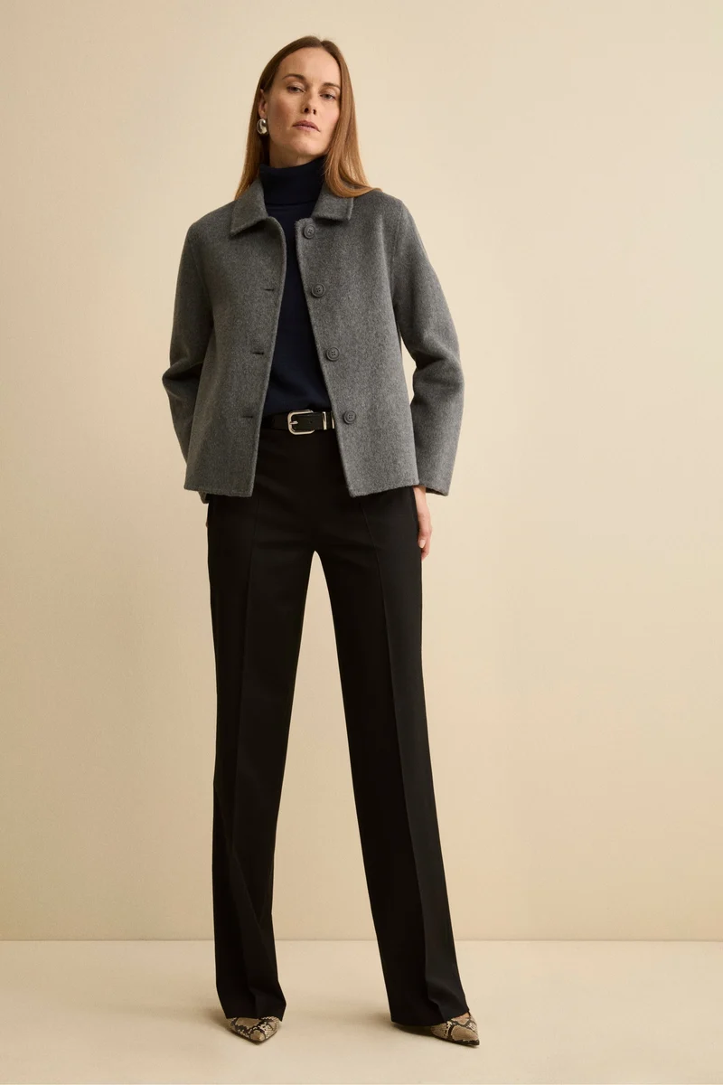 Cappotto Corto Sfoderato in Misto Lana - GRIGIO