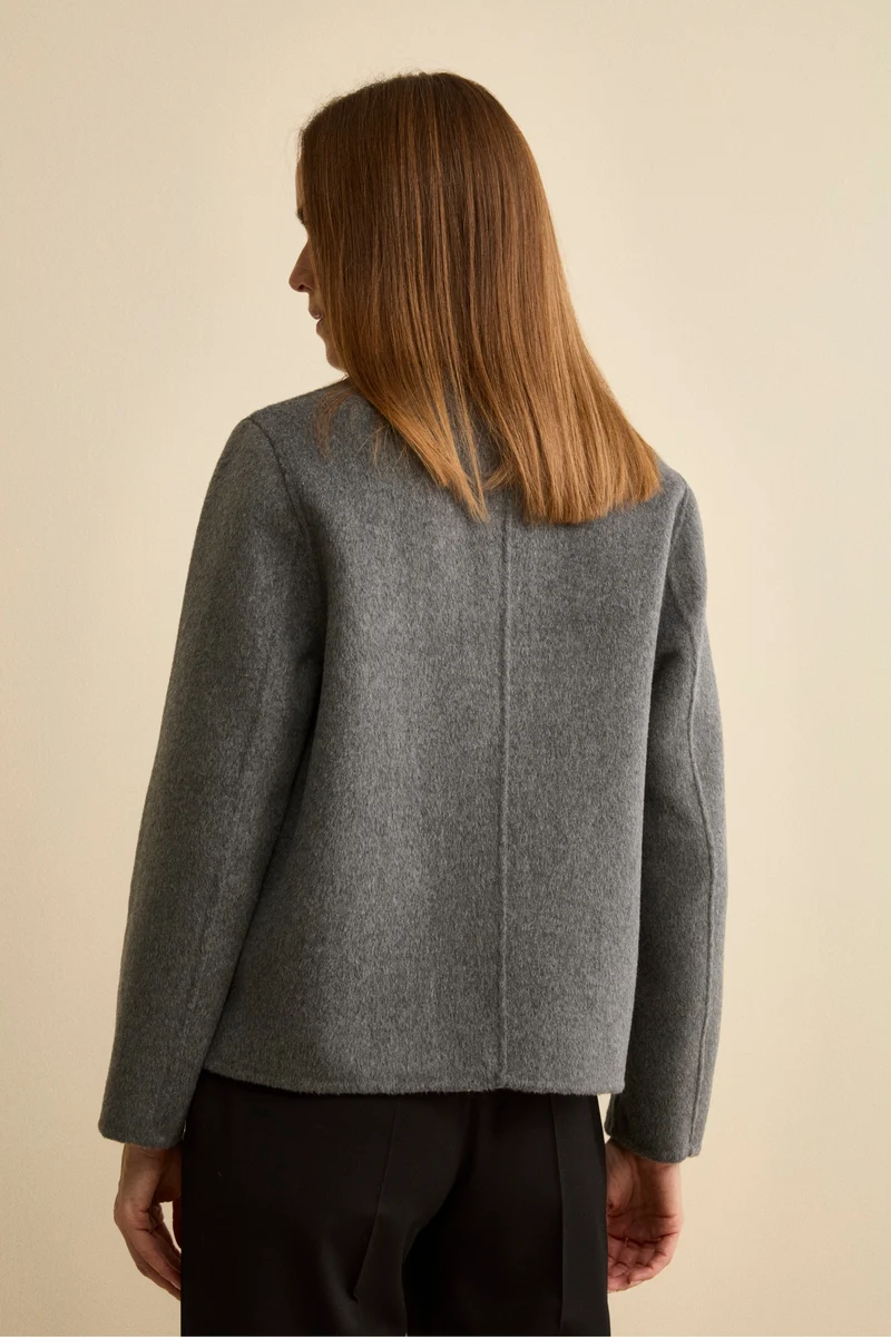 Cappotto Corto Sfoderato in Misto Lana - GRIGIO