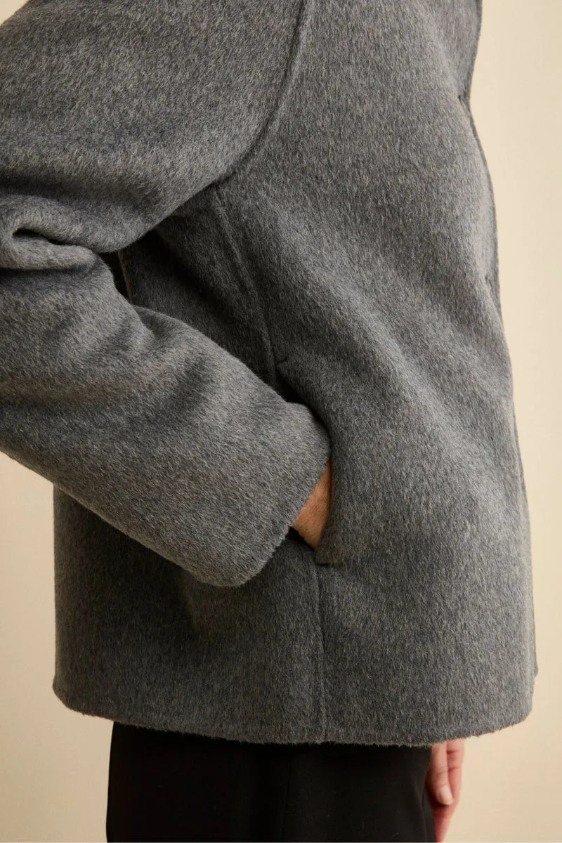 Cappotto Corto Sfoderato in Misto Lana - GRIGIO