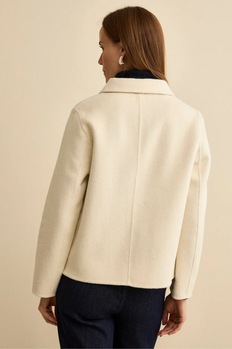 Cappotto Corto Sfoderato in Misto Lana - PANNA