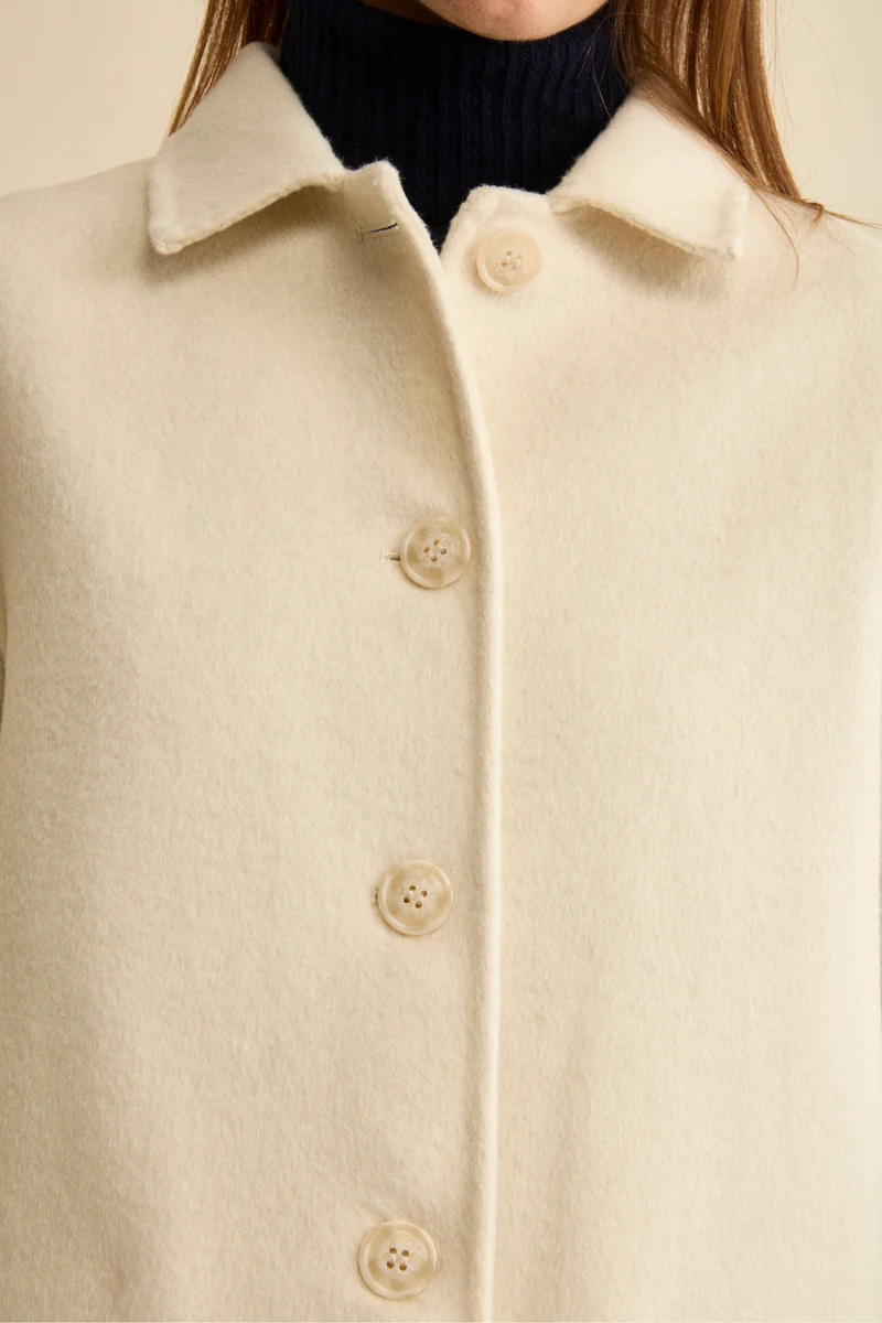 Cappotto Corto Sfoderato in Misto Lana - PANNA