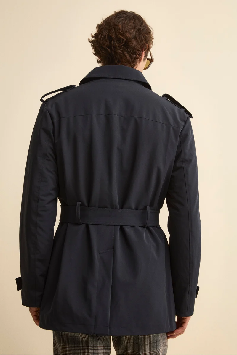 Impermeabile Trapuntato con Cintura - BLU