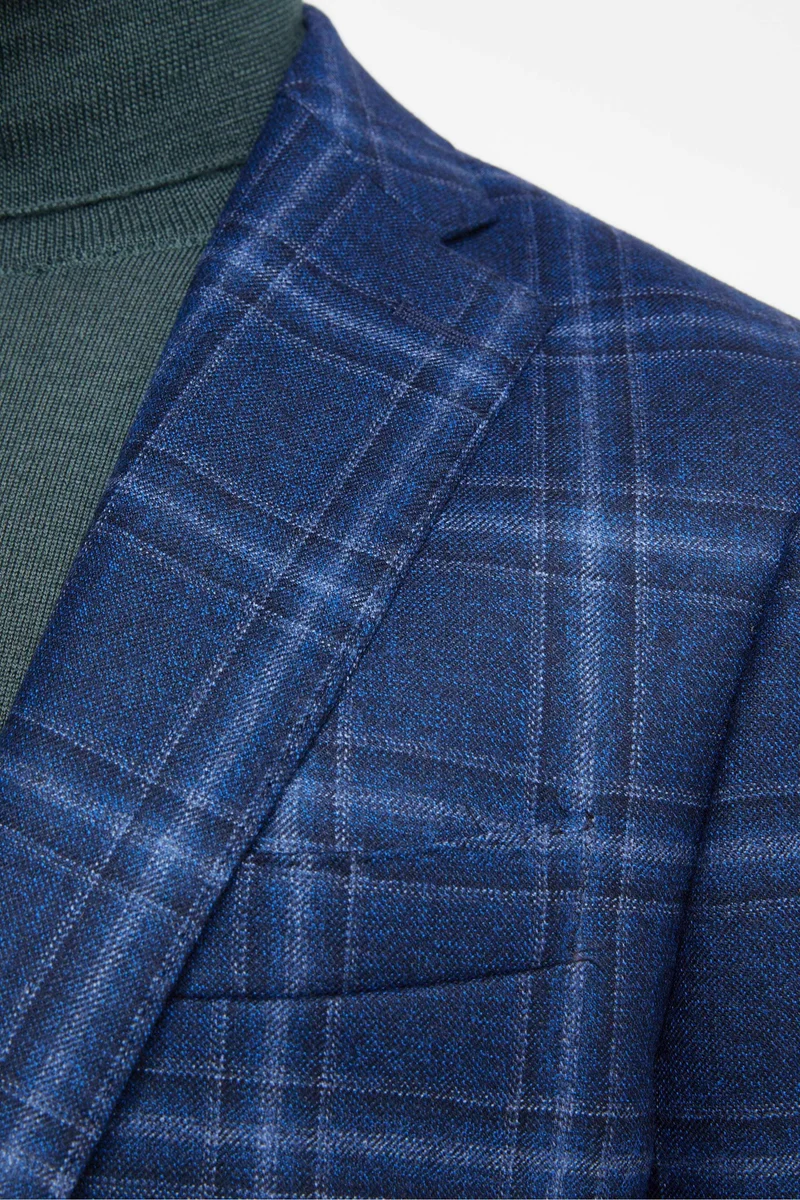 Giacca Elegante in Lana - BLU QUADRI