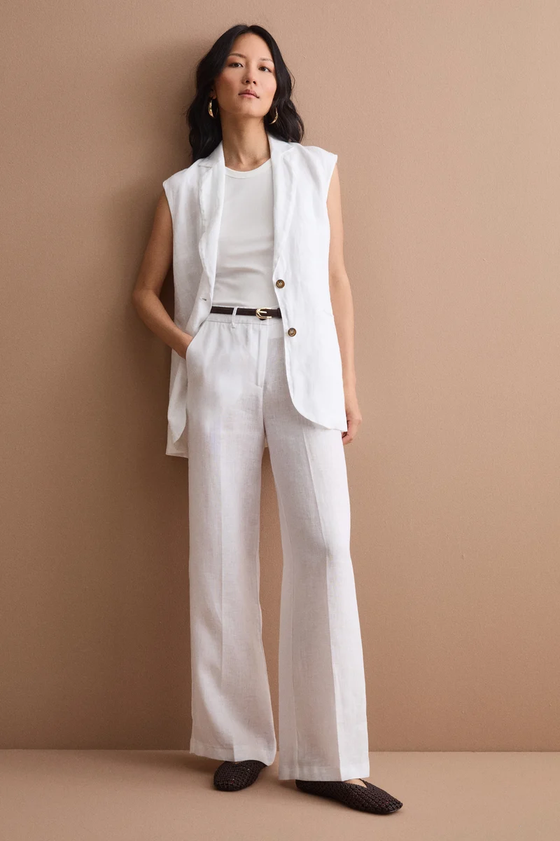 Gilet Sfoderato in Lino con Revers Classico - BIANCO