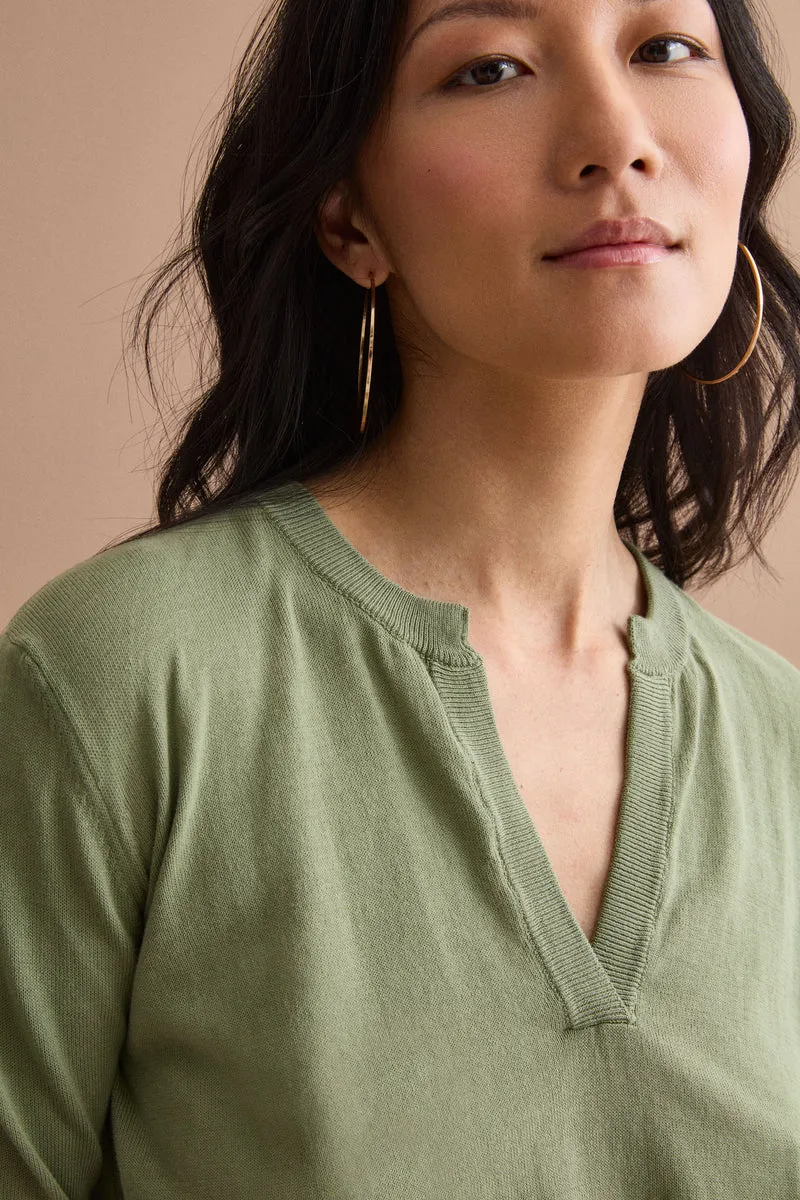Polo Boxy Serafino in Cotone con Manica Lunga - VERDE MILITARE