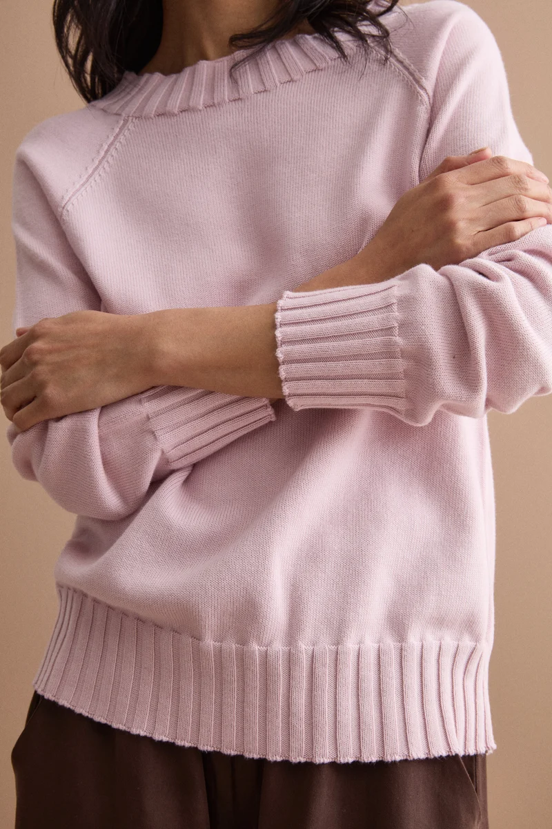 Maglia Barchetta in Cotone con Manica Raglan - ROSA