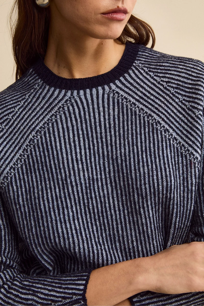 Maglia Fantasia in Lana Merino a Costa Inglese - FANT. BLU