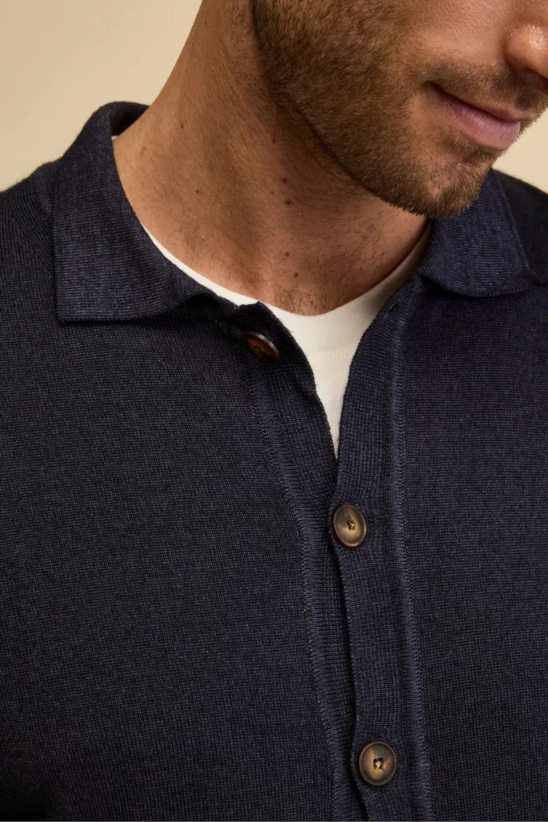 Cardigan Regular Fit in Lana Merino - BLU MARINE