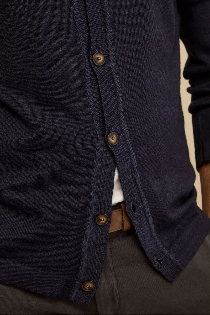 Cardigan Regular Fit in Lana Merino - BLU MARINE