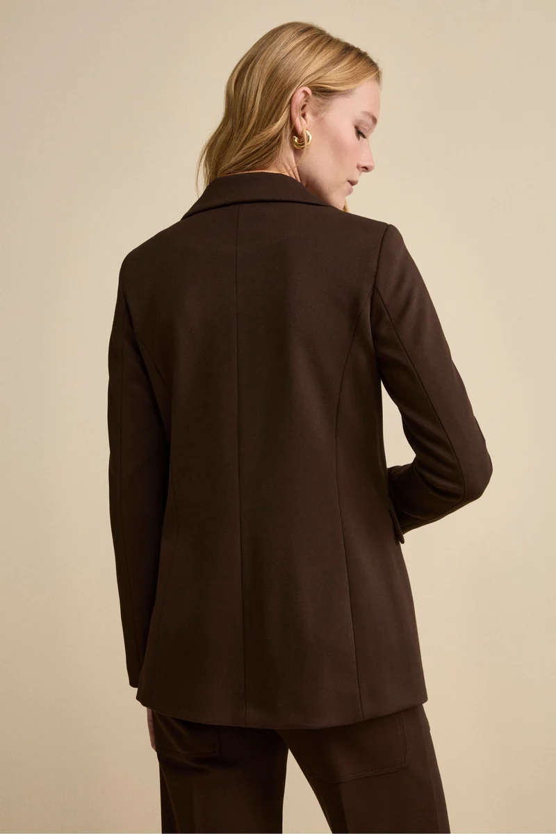 Giacca Lunga Elegante con Revers a Lancia - T.MORO