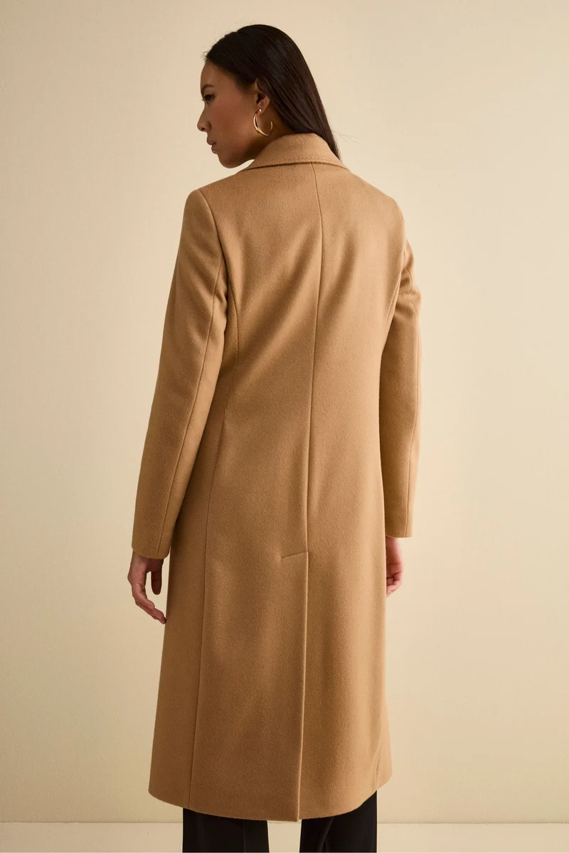 Cappotto Monopetto Lungo in Lana Vergine - CAMMELLO