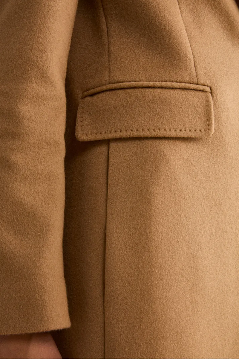 Cappotto Monopetto Lungo in Lana Vergine - CAMMELLO