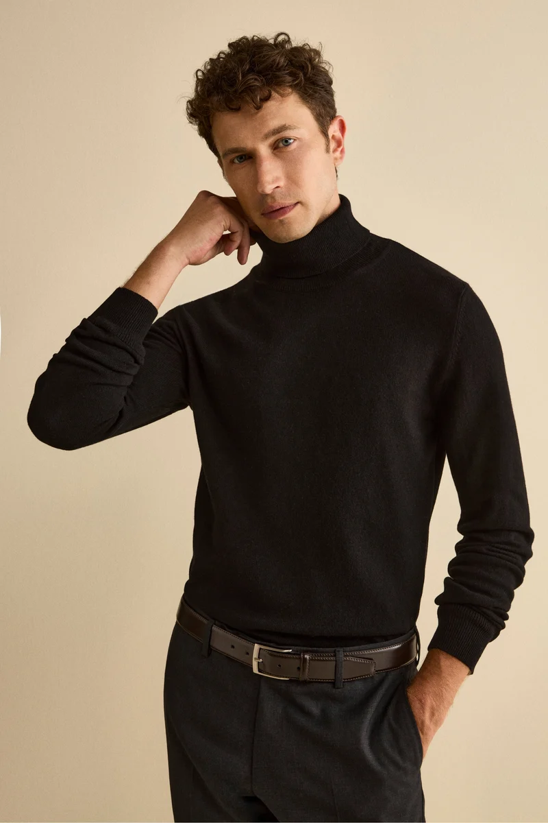 Dolcevita in cashmere e seta - NERO