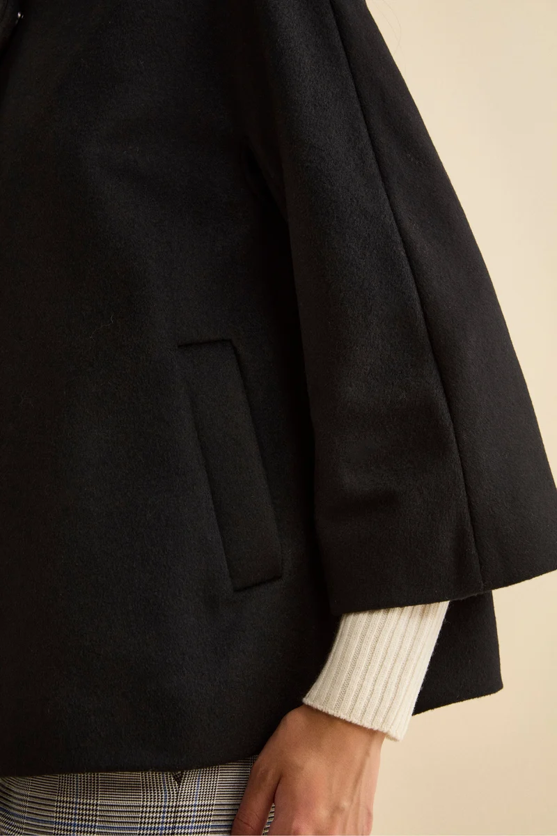 Cappotto Over Corto in Misto Lana e Cashmere - NERO