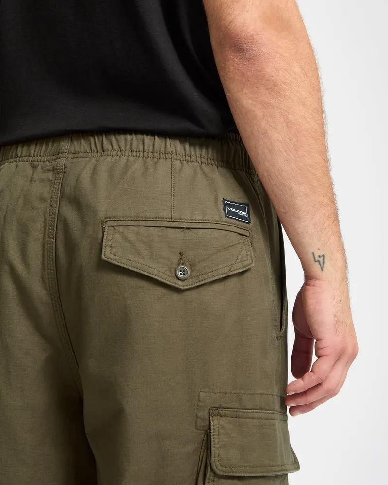Billow Tapered Elasticated Waist Cargohose - Sage Leaf
