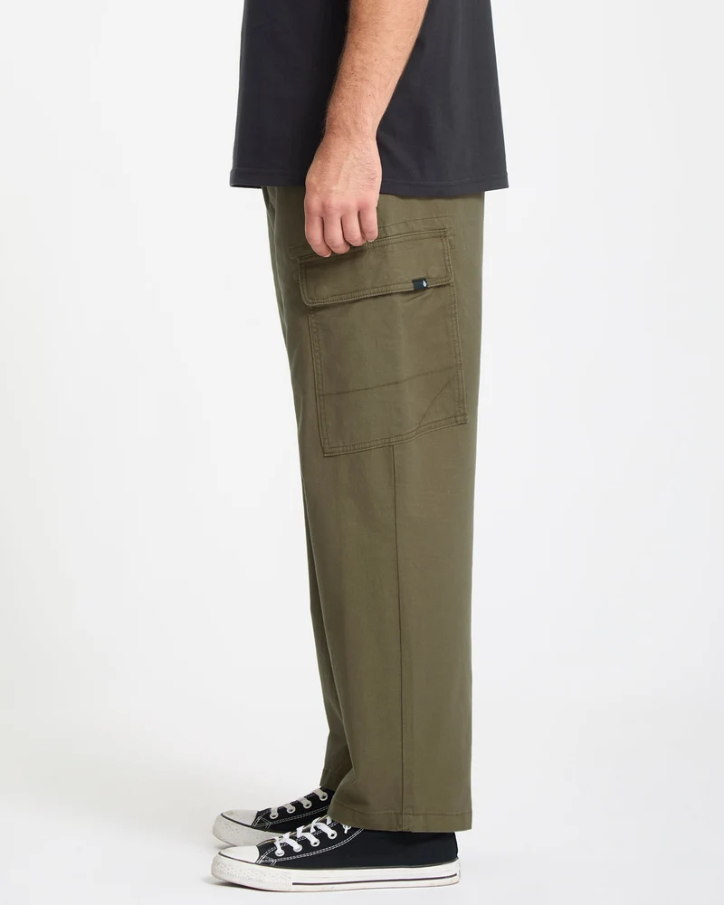 Billow Tapered Elasticated Waist Cargohose - Sage Leaf