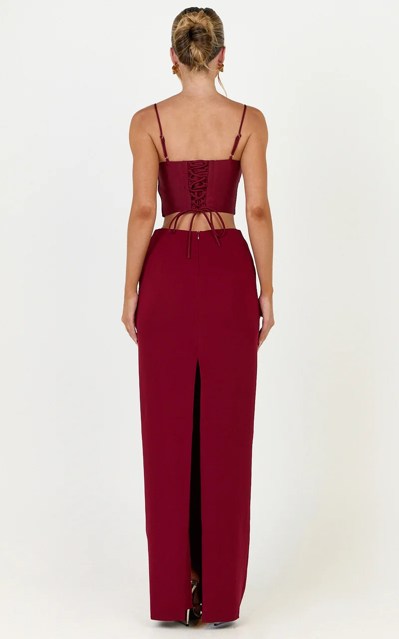Marais Top - Lace Up Back Corset Top in Wine