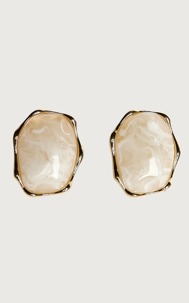 Thea Earrings - Resin Marble Stud Earrings in Gold