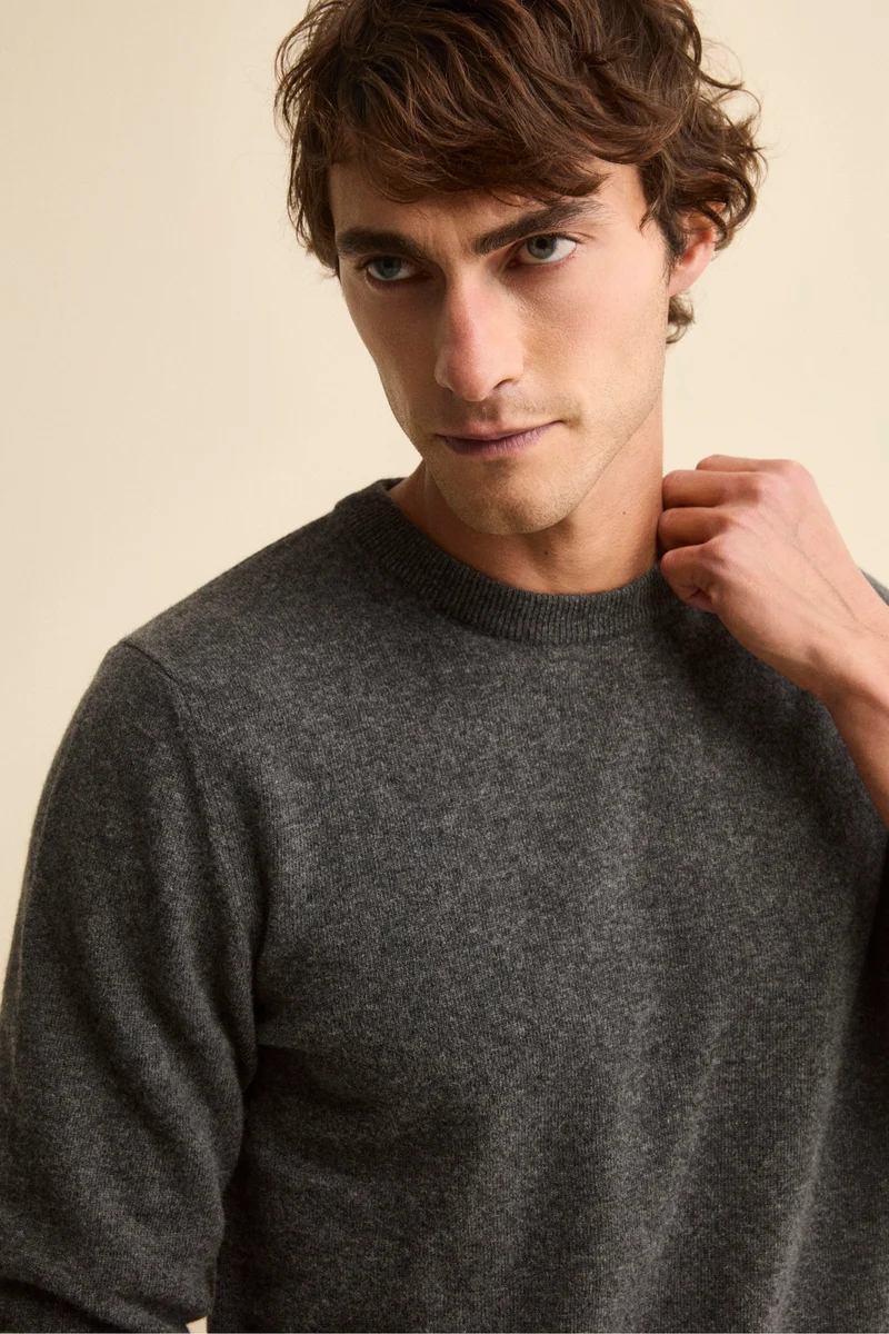 Maglia girocollo in lana - ANTRACITE