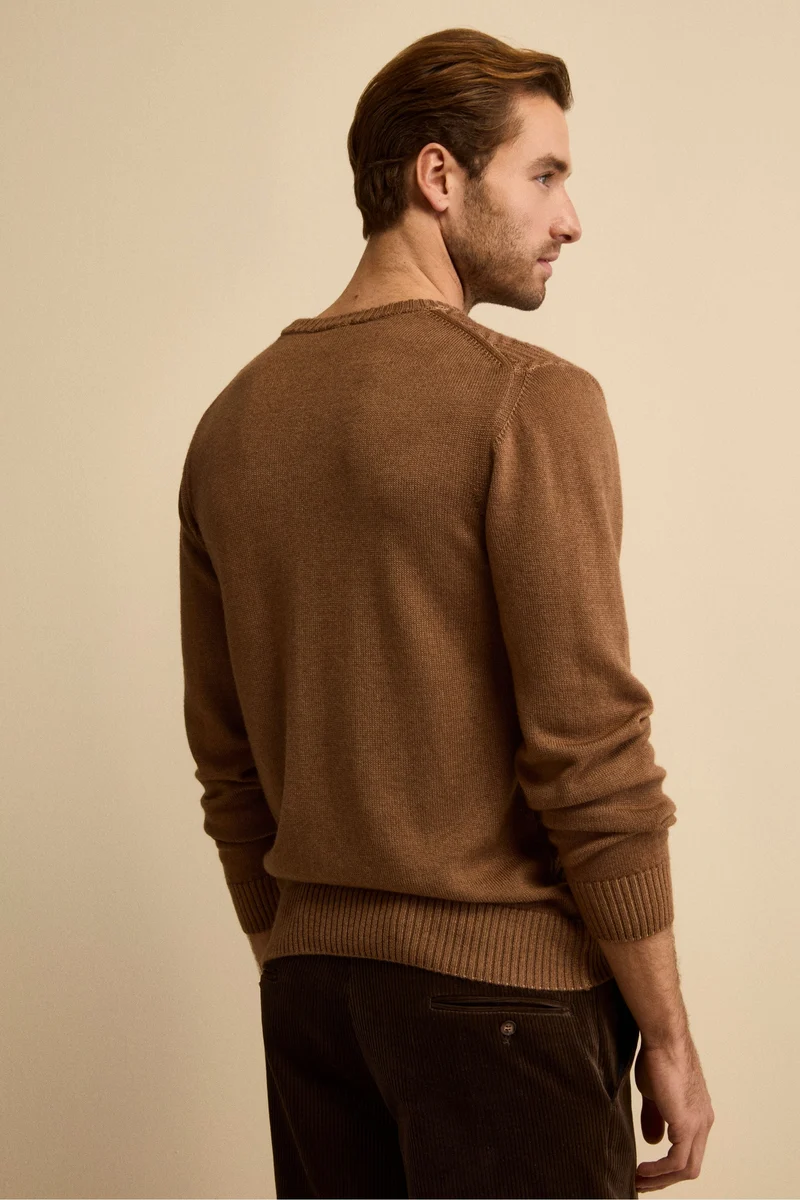 Girocollo Resca in Lana Merino - TABACCO