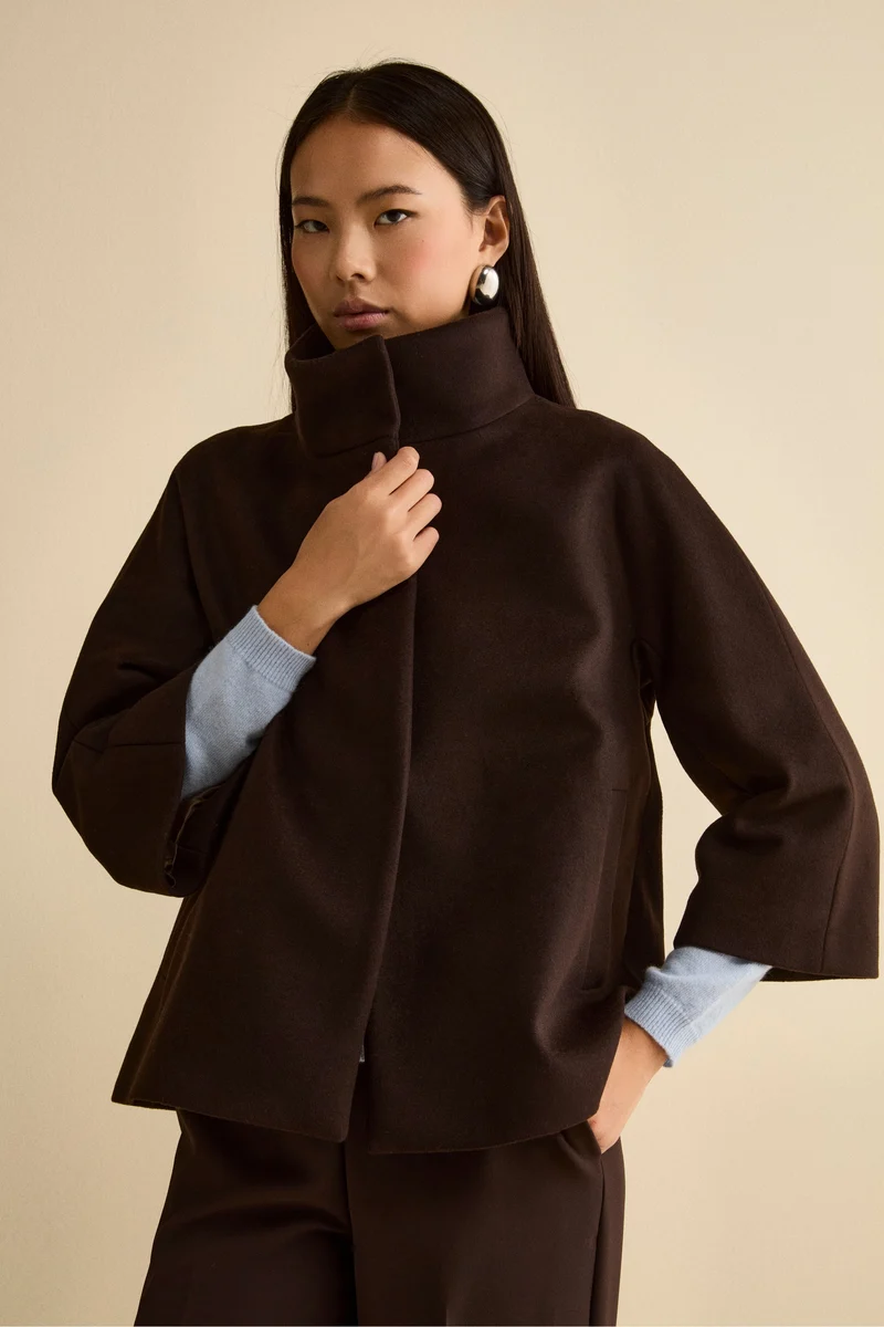 Cappotto Over Corto in Misto Lana e Cashmere - T.MORO