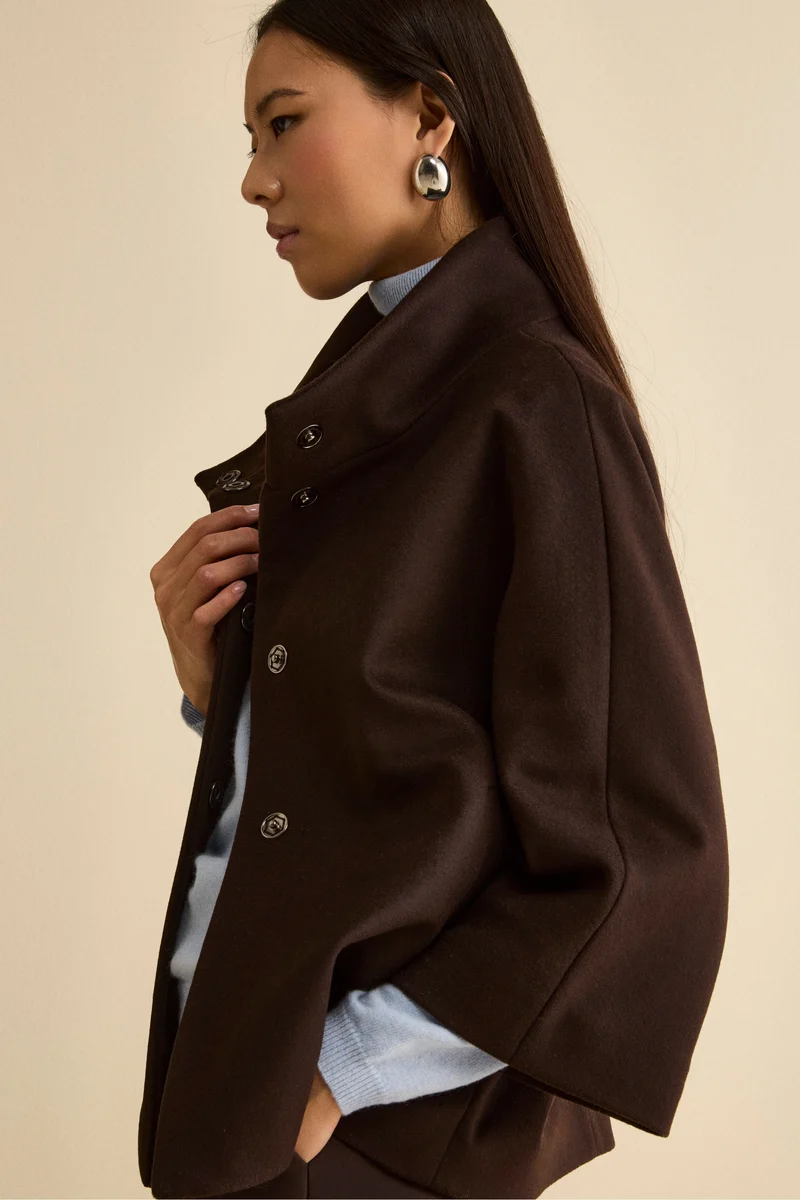 Cappotto Over Corto in Misto Lana e Cashmere - T.MORO