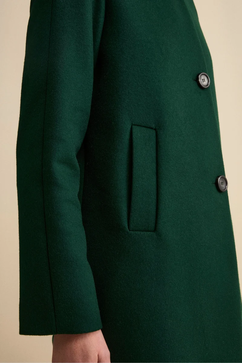 Cappotto Foderato Corto in Lana Vergine - VERDONE
