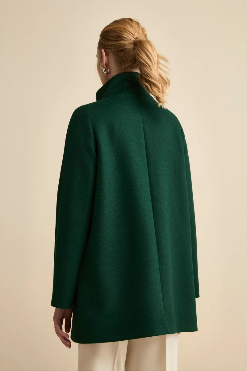 Cappotto Foderato Corto in Lana Vergine - VERDONE