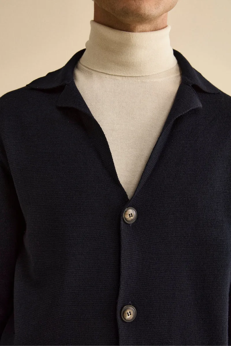 Cardigan con Tasche e Bottoni in Misto Lana - BLU