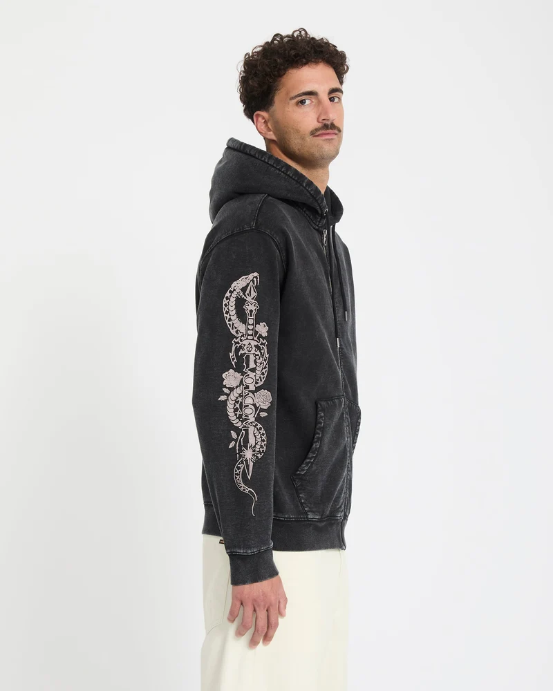 Die By The Stone Zip Hoodie - Light Acid Black