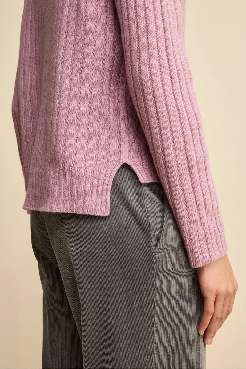 Dolcevita in Lana e Cashmere con Treccia - LILLA