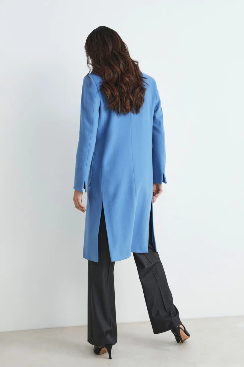 Cappotto midi di lana - AZZURRO